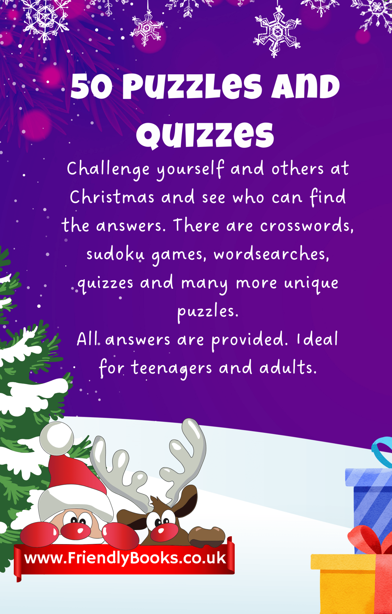 2024 Edition: Adult Christmas Puzzle Book with Puzzle and Challenges - Purple Mallet
