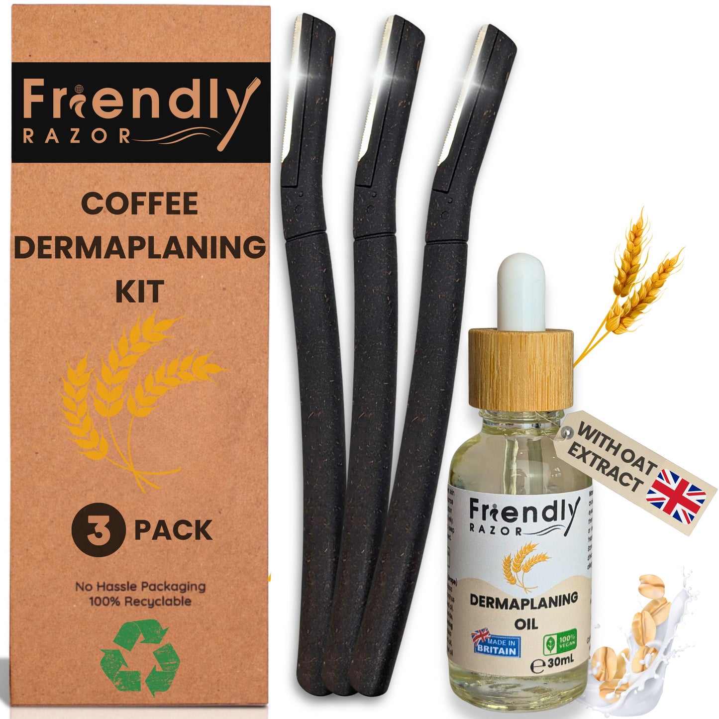 Dermaplaning Kit - Dermaplane Razors and Oil in One Set - Oil Contains Essential Extracts
