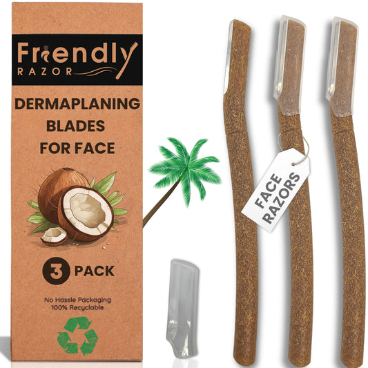 Eco-Conscious 3 Pack Coconut Dermaplaning Blades for Facial Use