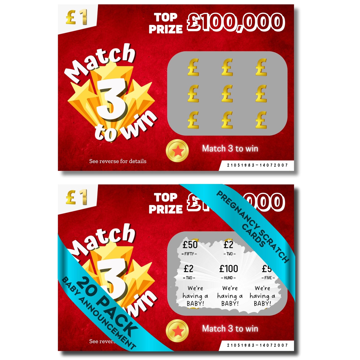 Pregnancy Announcement Scratch Cards - Choose From Packs of 3, 5, 10, or 20