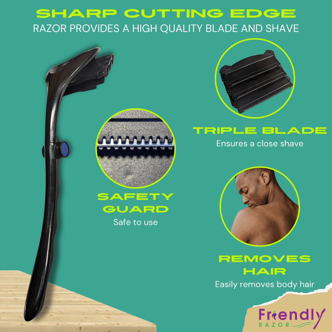 Back Razor – Back Shavers for Men | Back Hair Remover | 3 Blades - Purple Mallet