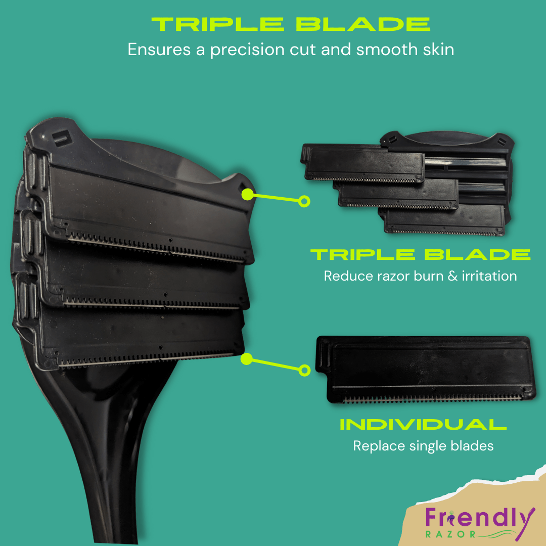 Back Razor – Back Shavers for Men | Back Hair Remover | 3 Blades - Purple Mallet