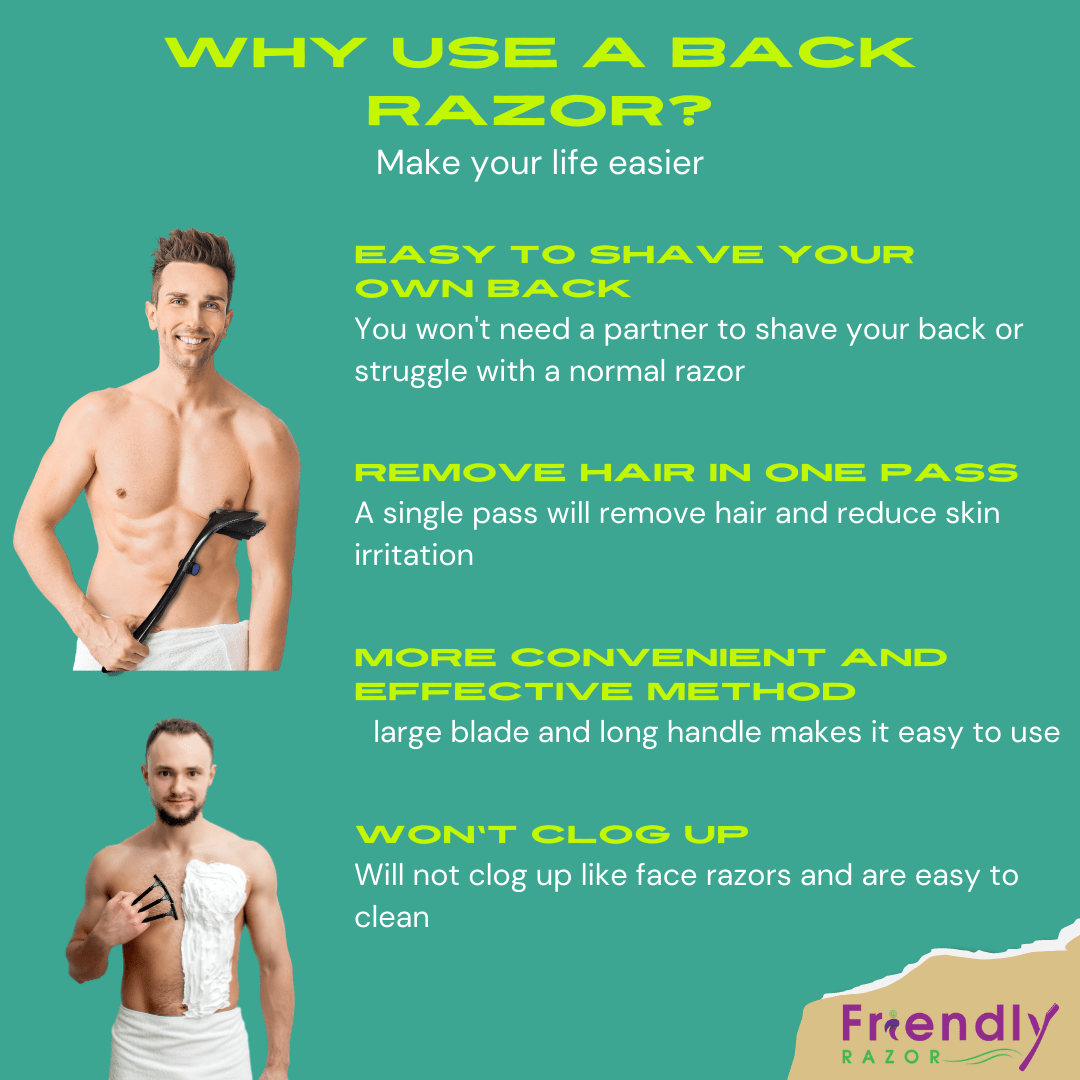 Back Razor – Back Shavers for Men | Back Hair Remover | 3 Blades - Purple Mallet