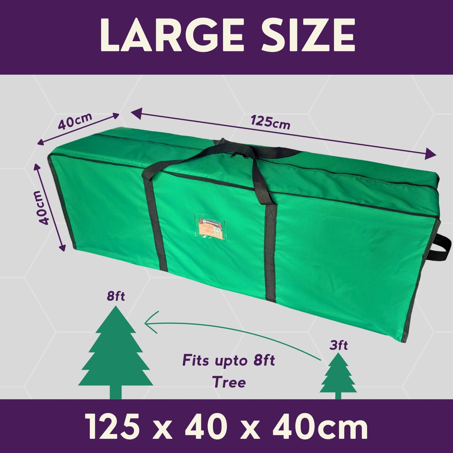 Christmas Tree Storage Bag - Store Your Christmas Tree - Holds up to 2.4m Trees - Oxford 600D Fabric - Purple Mallet