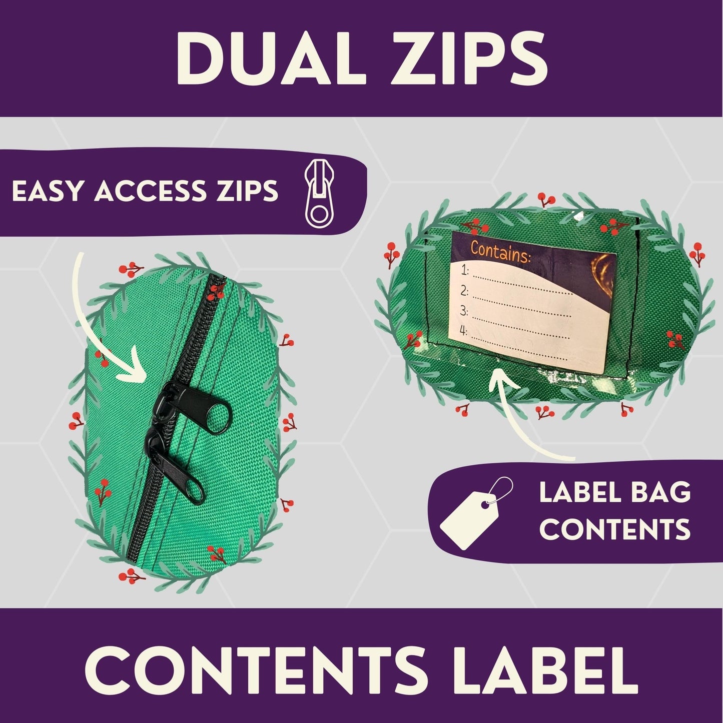 Christmas Tree Storage Bag - Store Your Christmas Tree - Holds up to 2.4m Trees - Oxford 600D Fabric - Purple Mallet