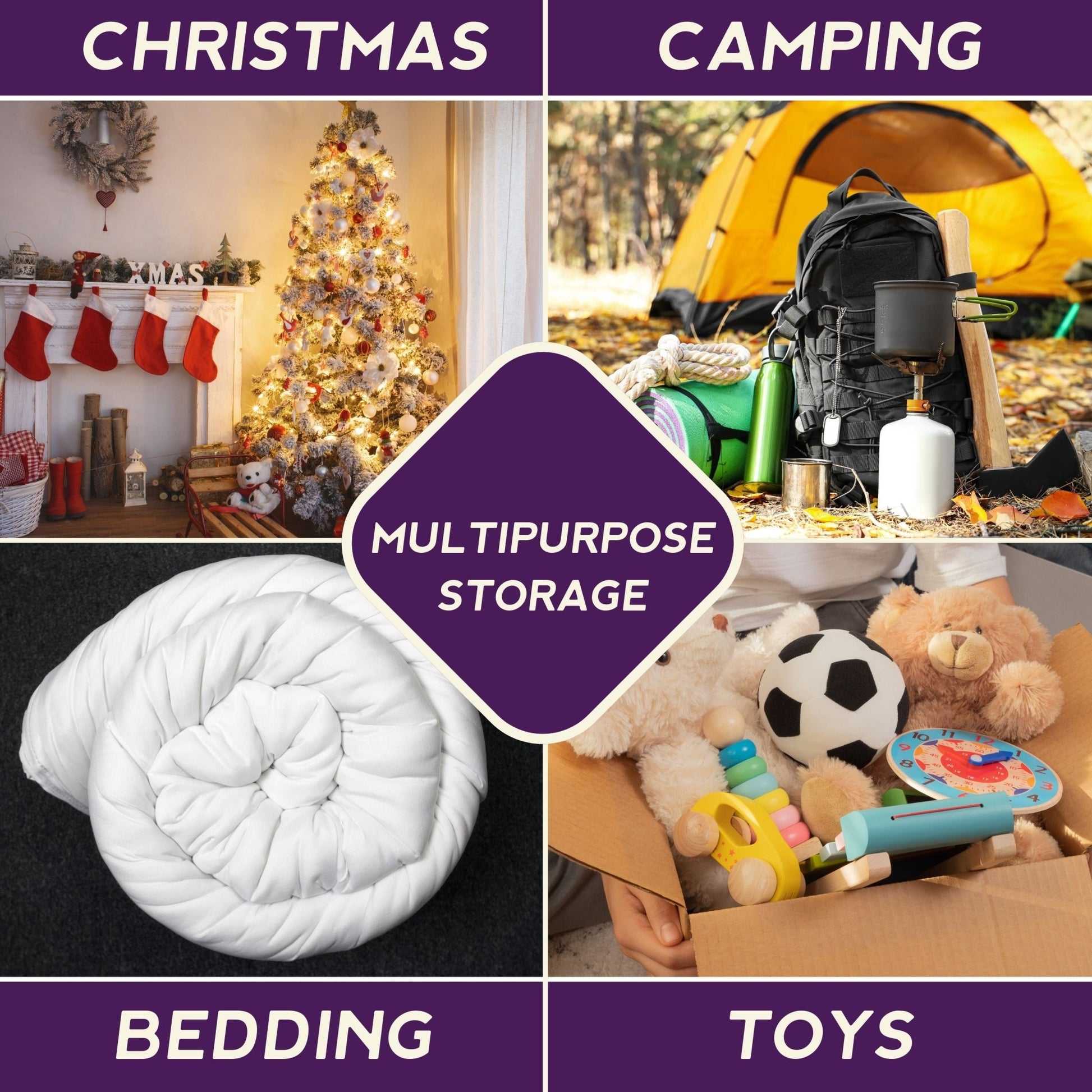 Christmas Tree Storage Bag - Store Your Christmas Tree - Holds up to 2.4m Trees - Oxford 600D Fabric - Purple Mallet