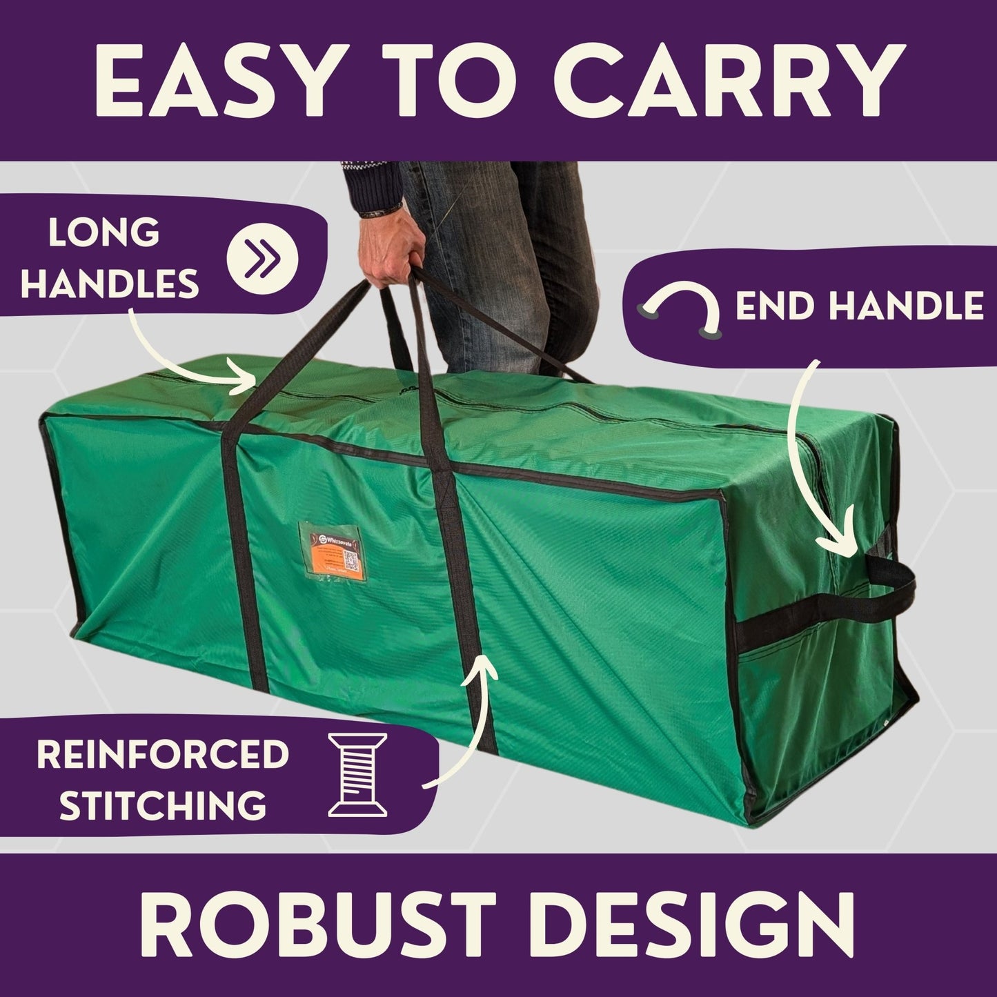 Christmas Tree Storage Bag - Store Your Christmas Tree - Holds up to 2.4m Trees - Oxford 600D Fabric - Purple Mallet