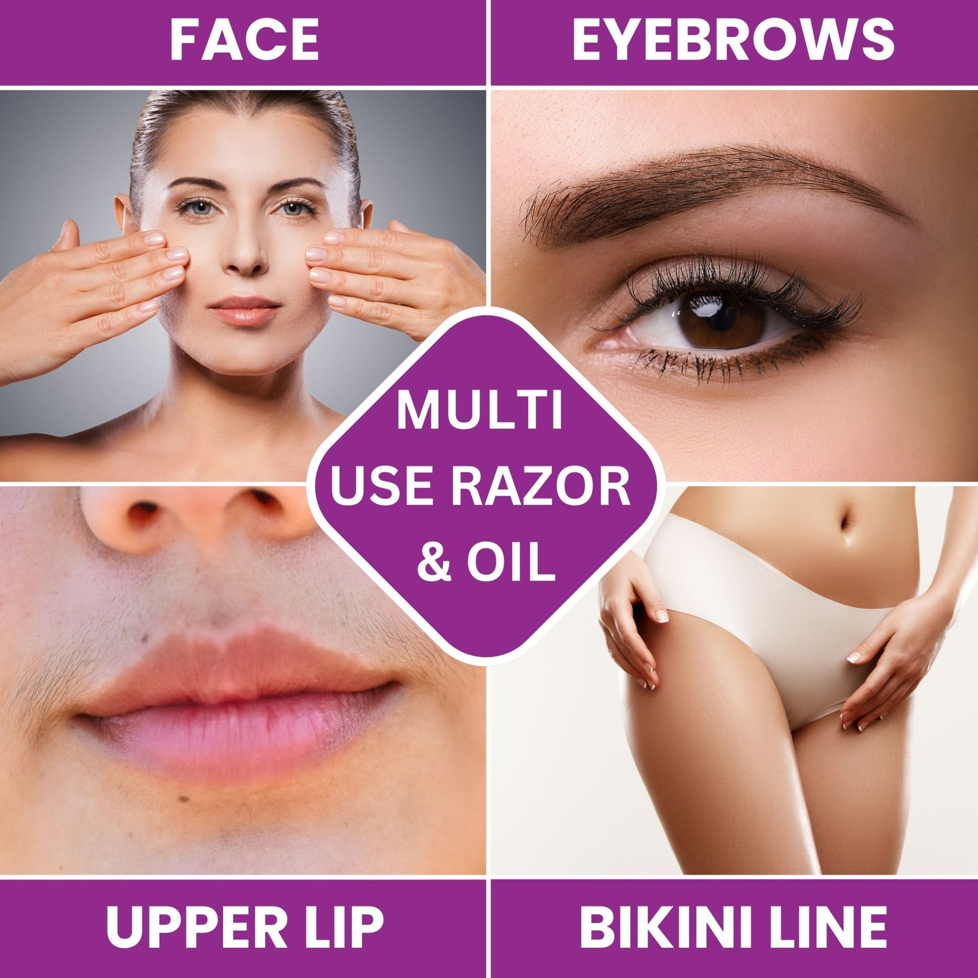 Dermaplaning Kit - Dermaplane Razors and Oil in One Set - Oil Contains Essential Extracts - Purple Mallet