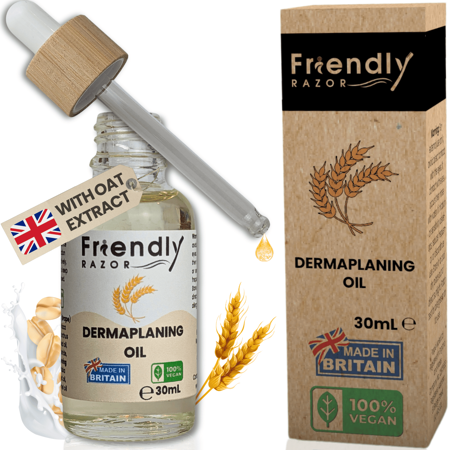 Dermaplaning Oil - With Oatmeal, Primrose, Apricot Kernel, Jojoba and Grapeseed Extracts - Purple Mallet