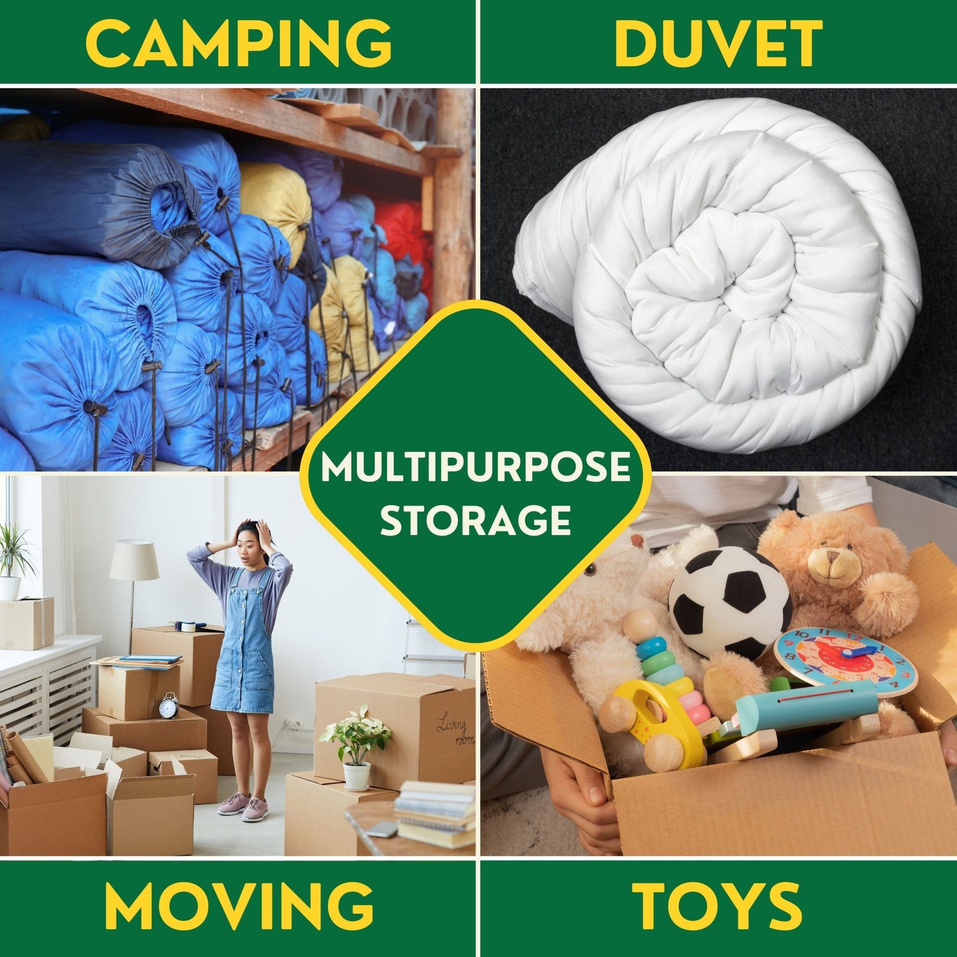 Extra Strong Jumbo Moving Bag with Zips – Big Bags for Large Storage - Purple Mallet