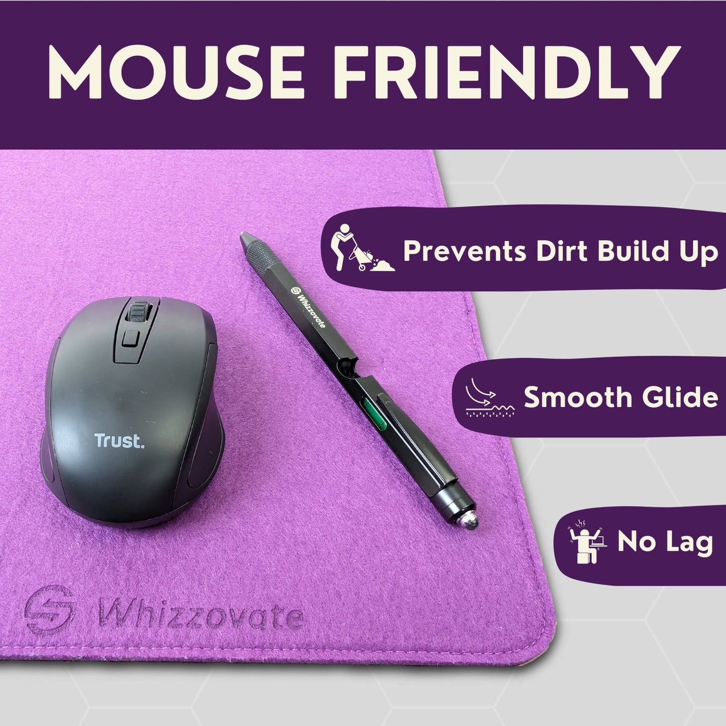 Felt Desk Mat for Office Desk - Purple Mallet