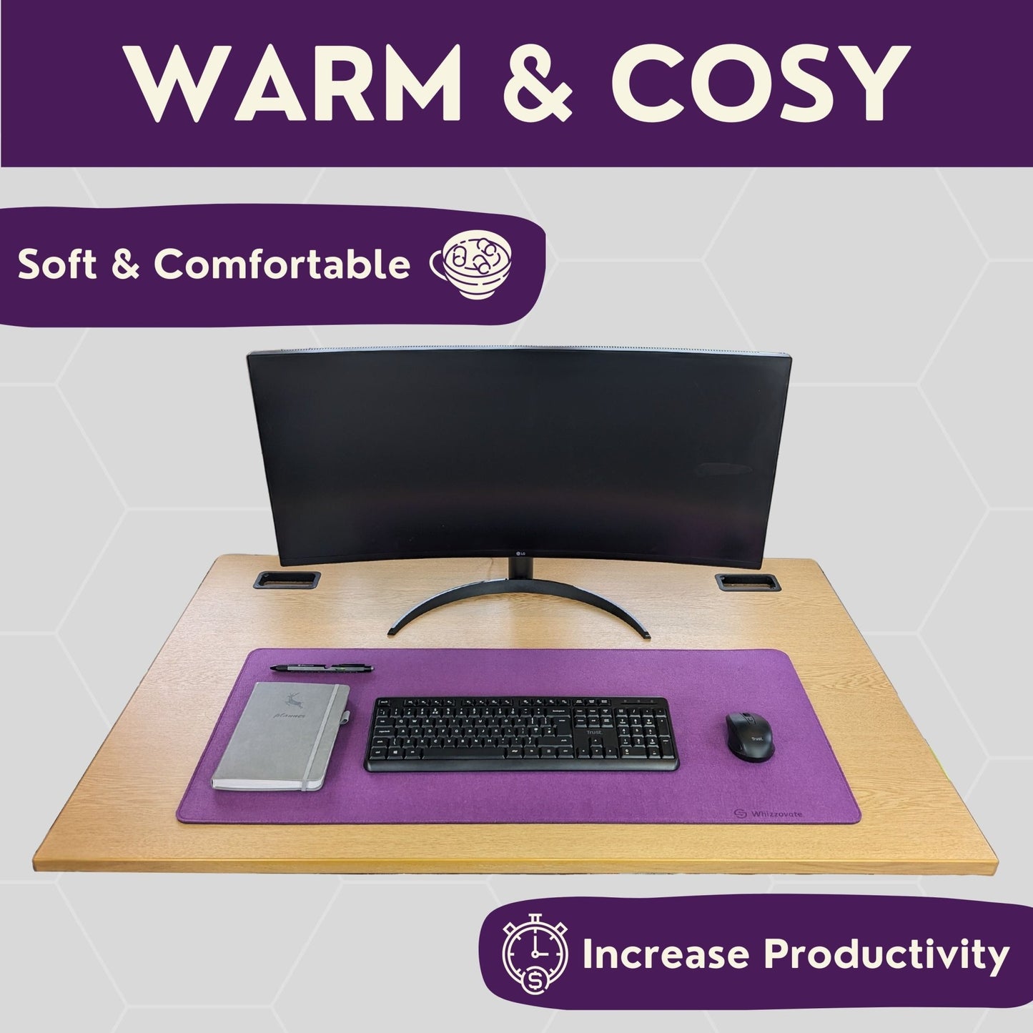 Felt Desk Mat for Office Desk - Purple Mallet