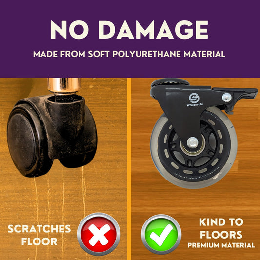 Universal Fit 5 Pack Office Chair Caster Wheels - Smooth Rolling on All Floor Types - Purple Mallet