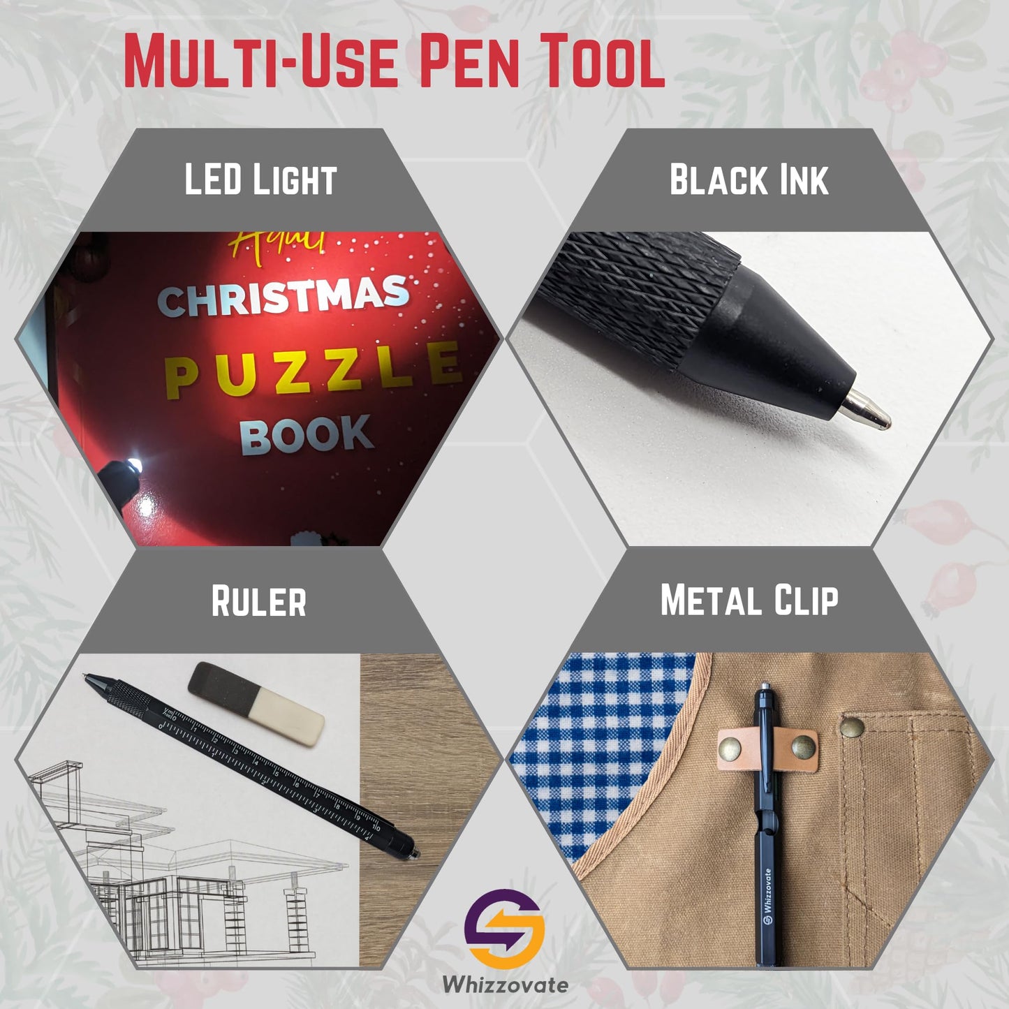 Versatile MultiTool Pen for Men - Ideal Gift for Christmas and Birthdays - Purple Mallet