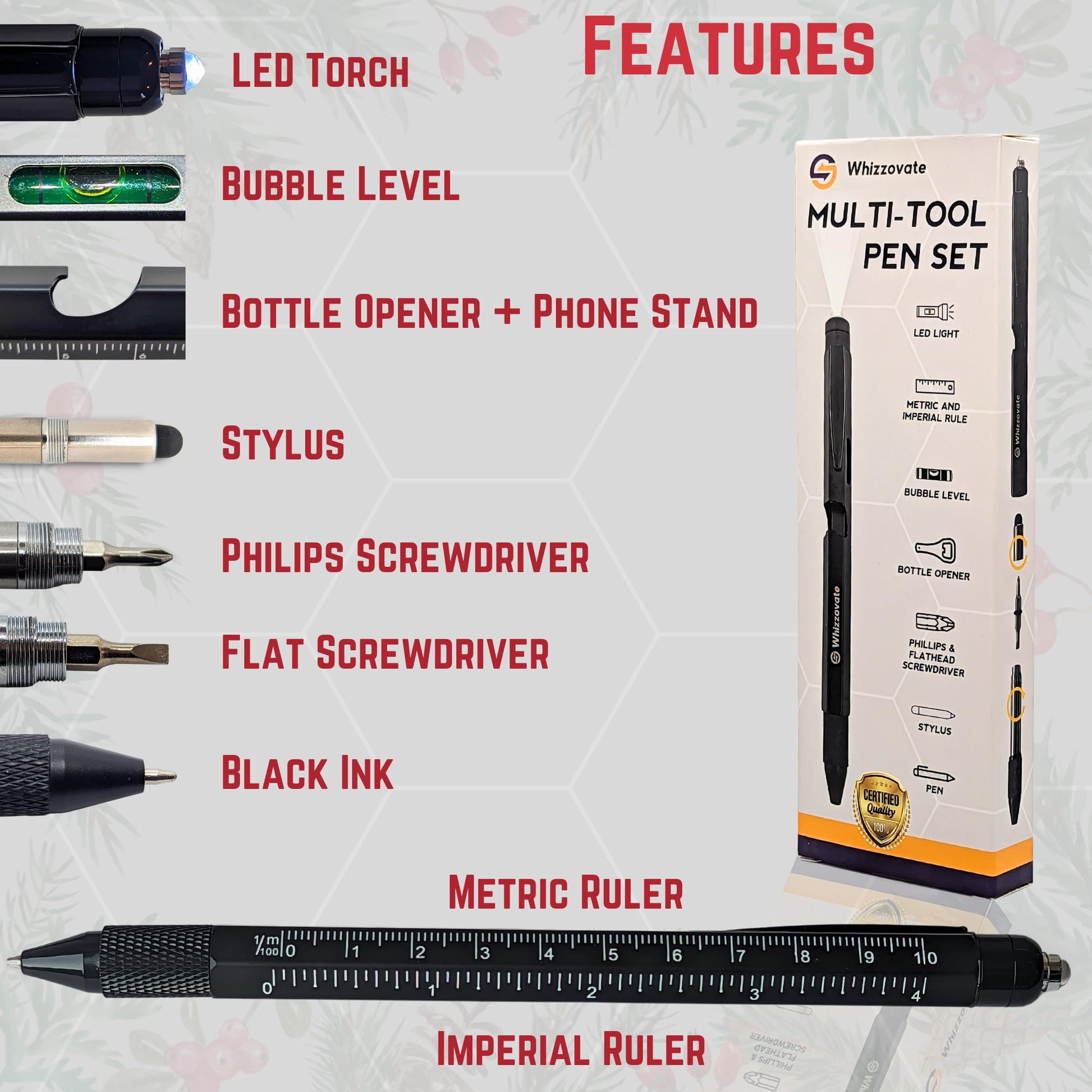 Versatile MultiTool Pen for Men - Ideal Gift for Christmas and Birthdays - Purple Mallet