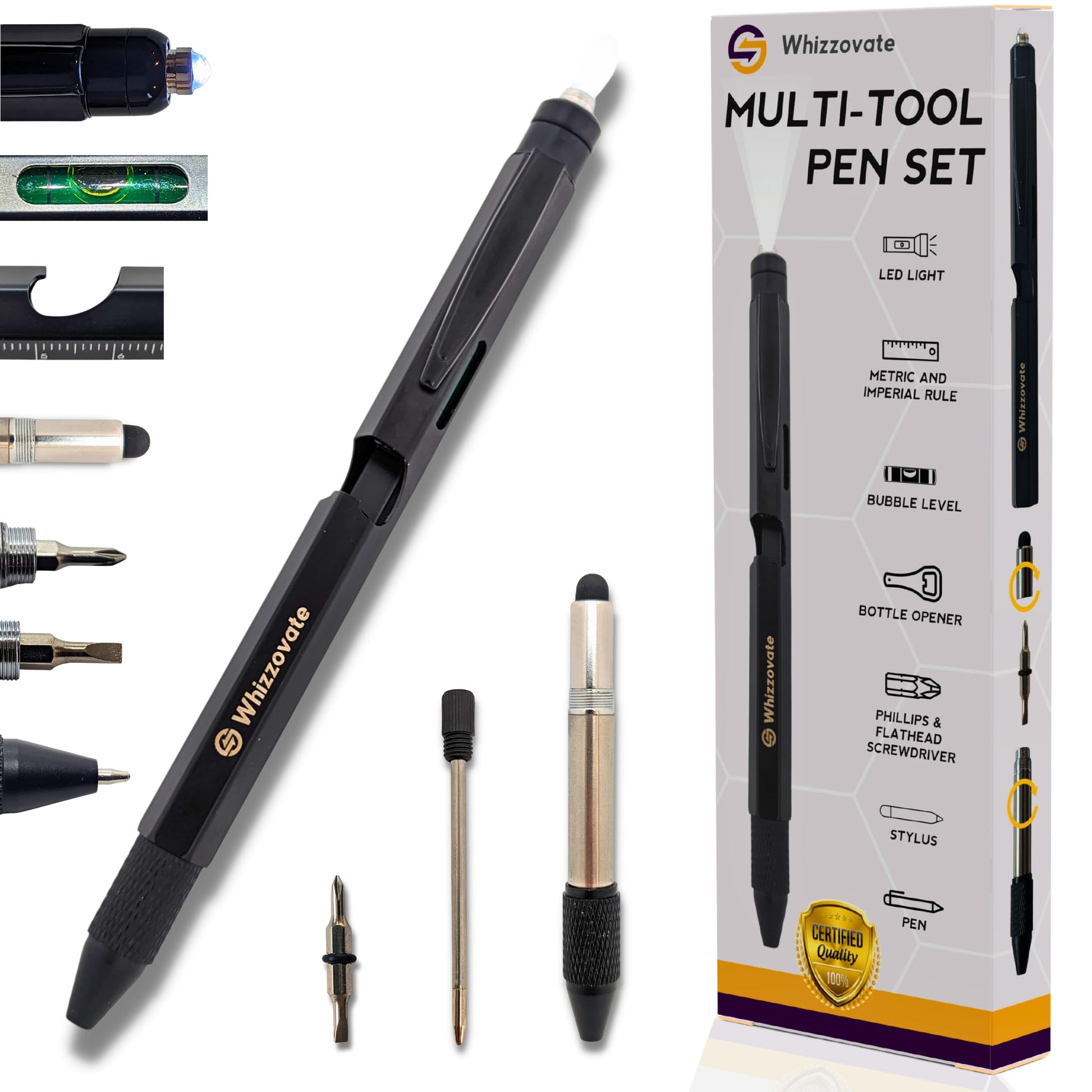 Versatile MultiTool Pen for Men - Ideal Gift for Christmas and Birthdays - Purple Mallet