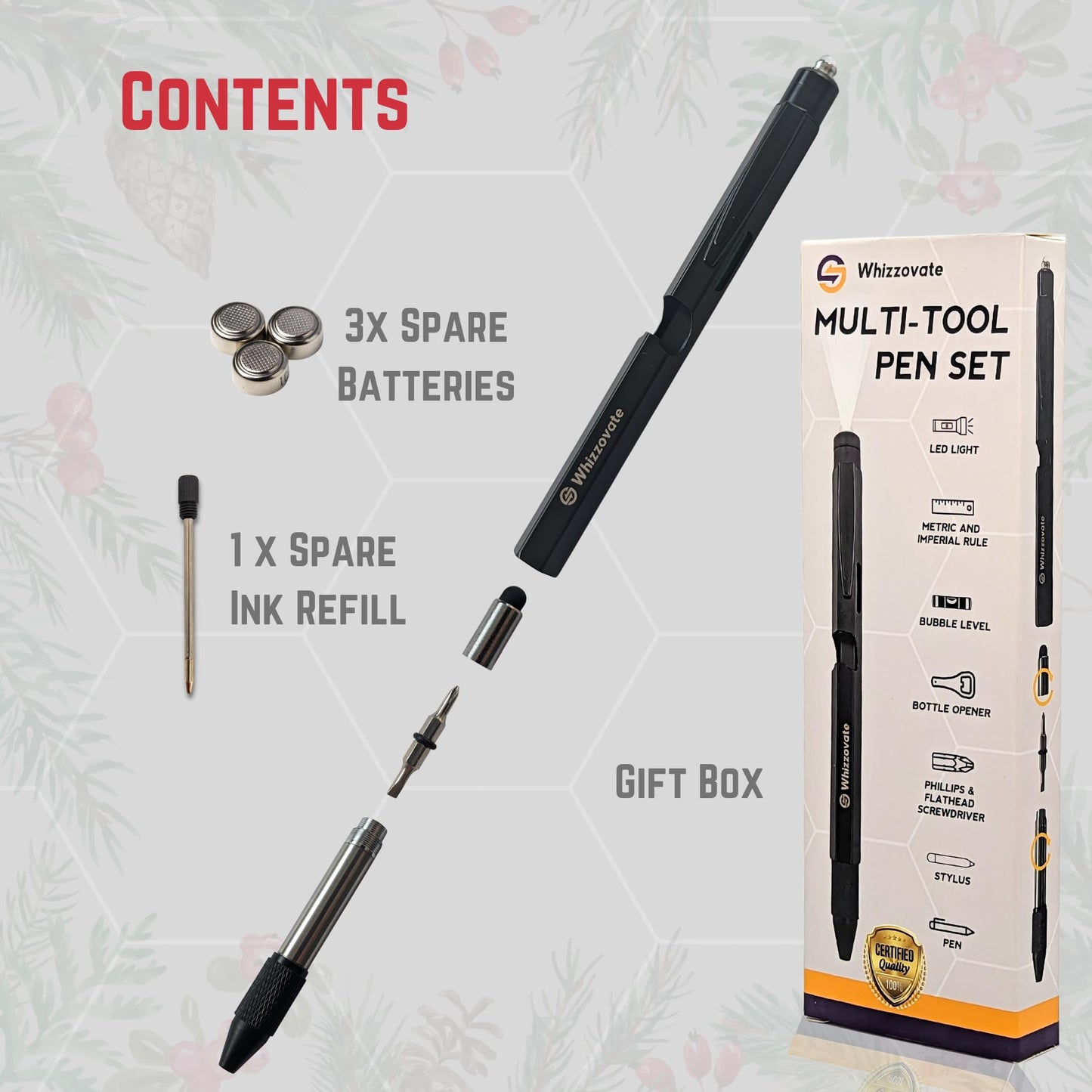 Versatile MultiTool Pen for Men - Ideal Gift for Christmas and Birthdays - Purple Mallet