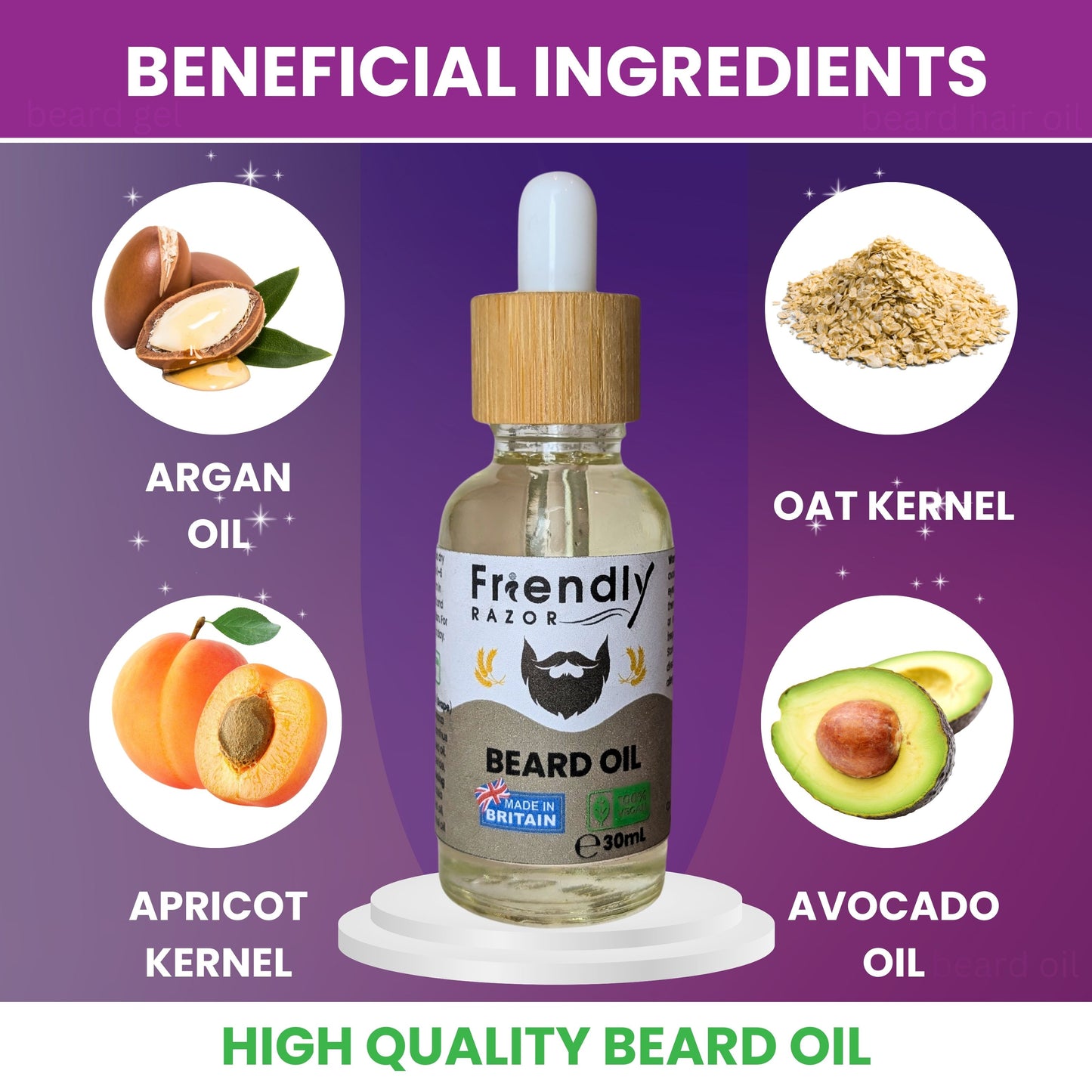 Beard Oil - With Oatmeal, Apricot Kernel, Avocado and Argan Extracts