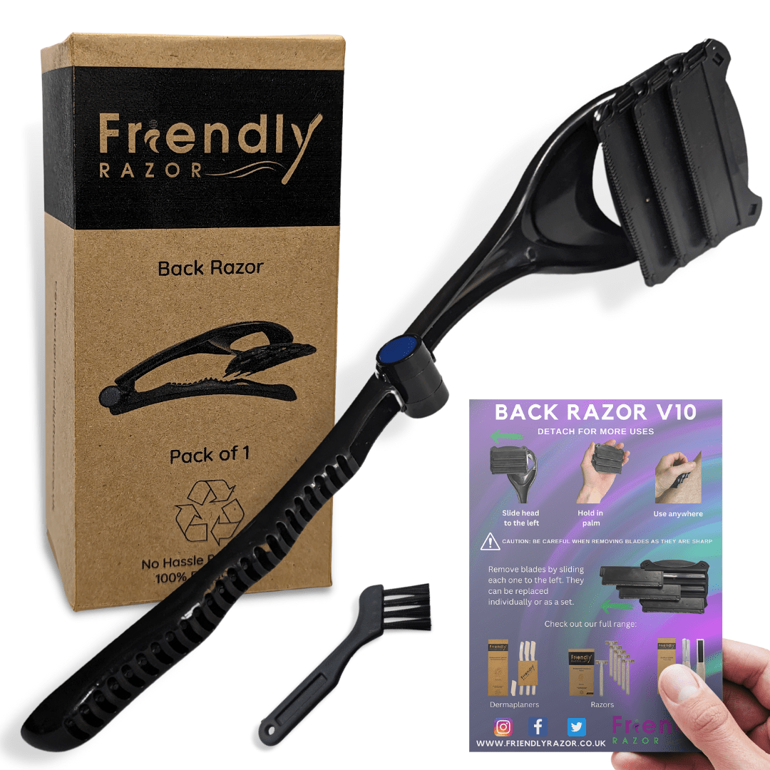 Back Razor – Back Shavers for Men | Back Hair Remover | 3 Blades - Purple Mallet