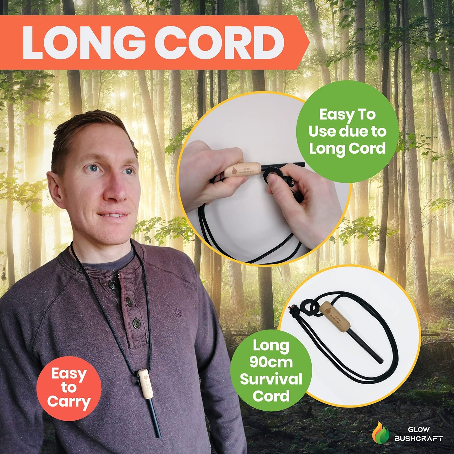 Complete Flint and Steel Fire Starter Kit - Includes Charcloth, Survival Cord & Tin - Purple Mallet